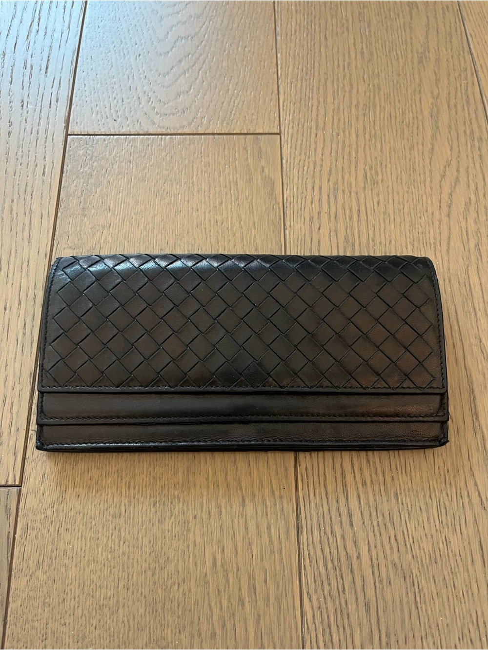 Bottega Veneta Intrecciato Black Leather Continental Wallet